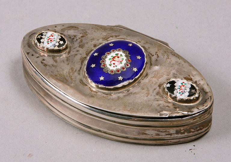 DOSA, silver och emalj, CA Serander Sundsvall 1863.