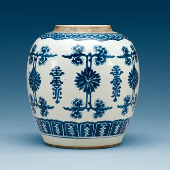 1724. A blue and white jar, Qing dynasty, Qianlong (1736-95).