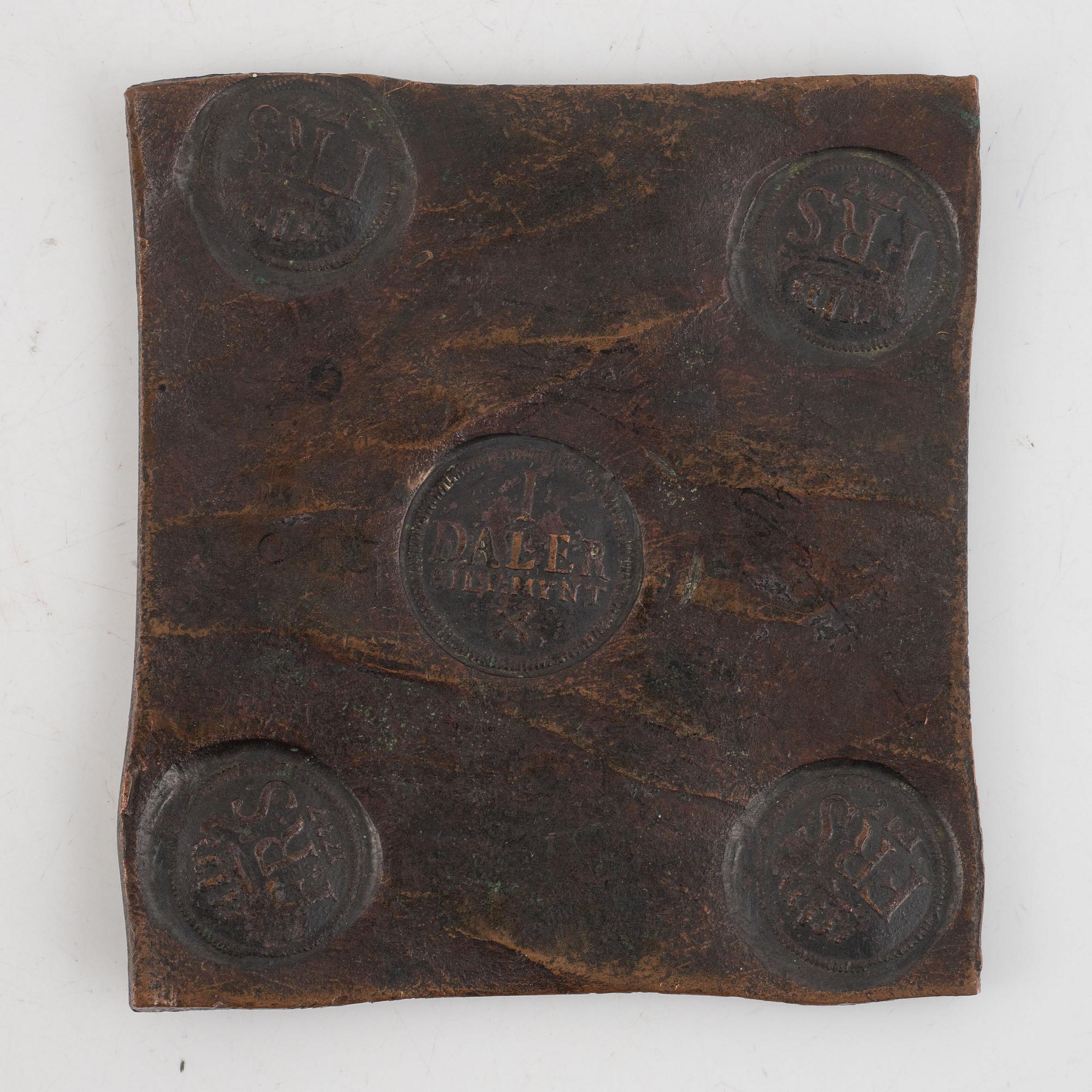 Fredrik I, plåtmynt, 1 daler silvermynt, Avesta 1747.