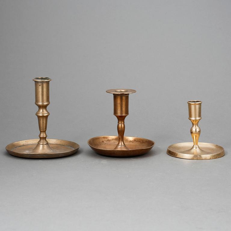 LJUSSTAKAR, 3 st, malm, 17/1800-tal.