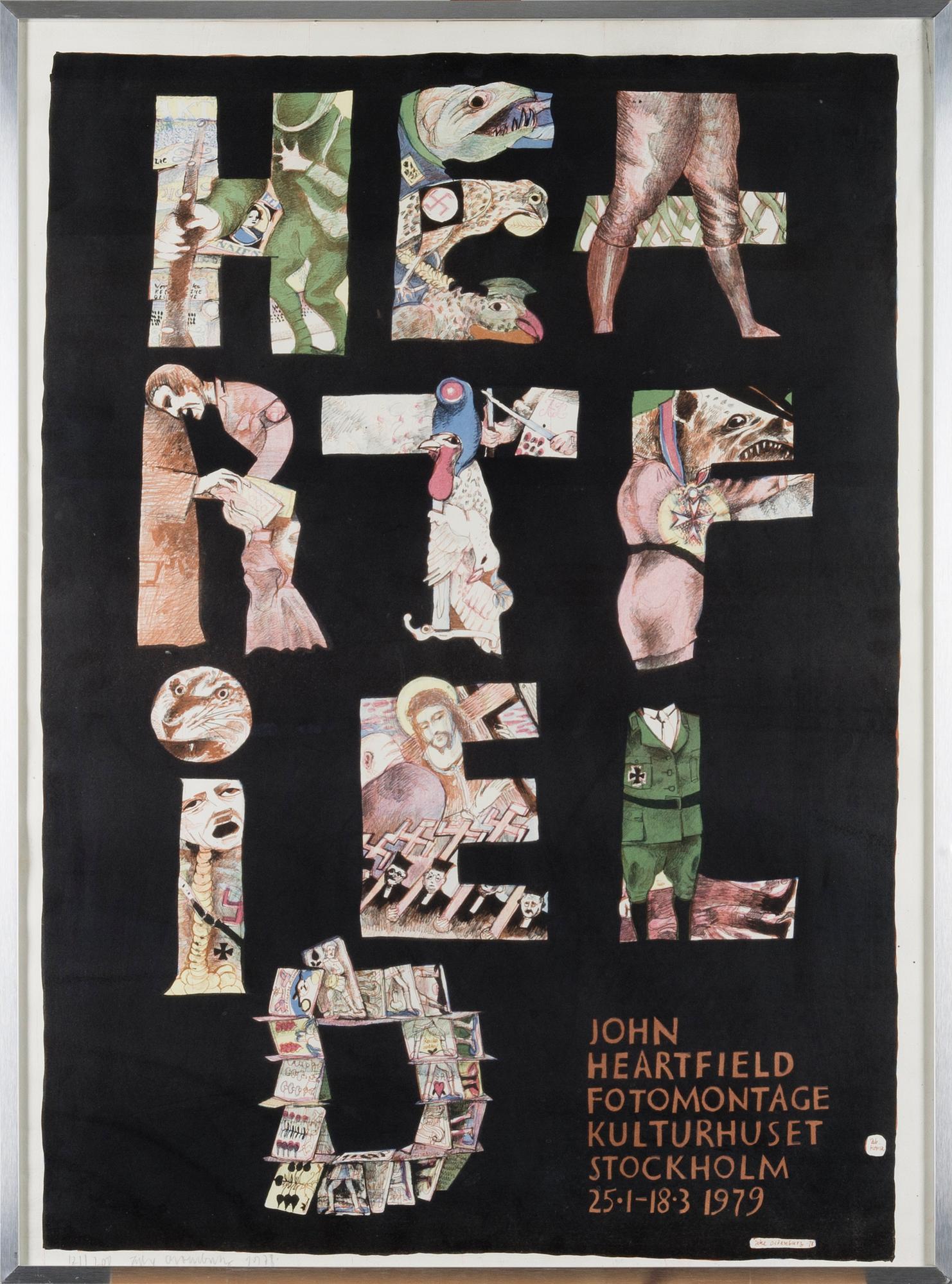 UTSTÄLLNINGSAFFISCH, John Heartfield, Fotomontage Kulturhuset, Stockholm 25.1-18.3 1979.