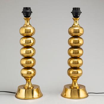 A pair of brass table lights by ENCO, 1960's/70's.