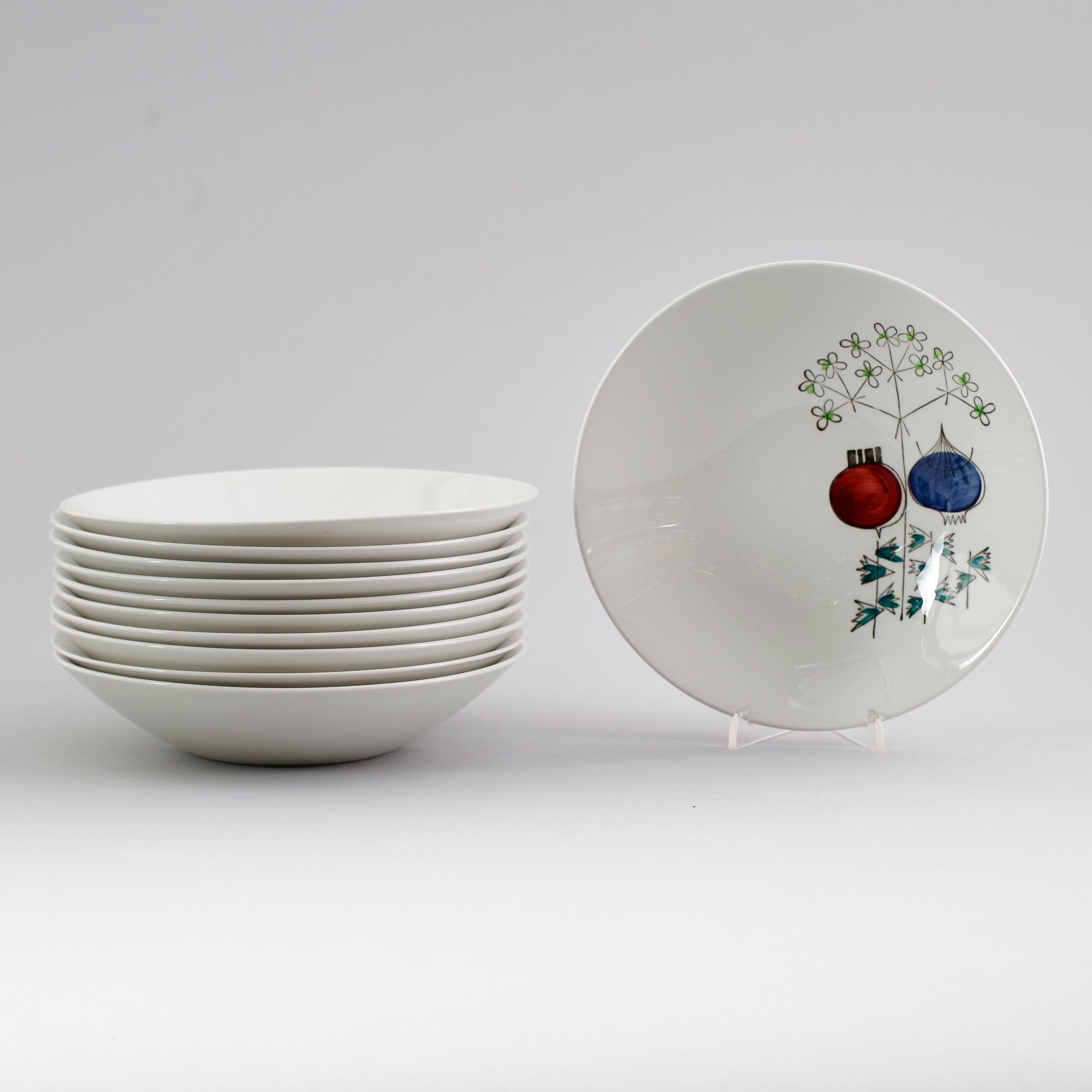 TALLRIKAR, 11 st, porslin, "Pomona", Marianne Westman, Rörstrand.