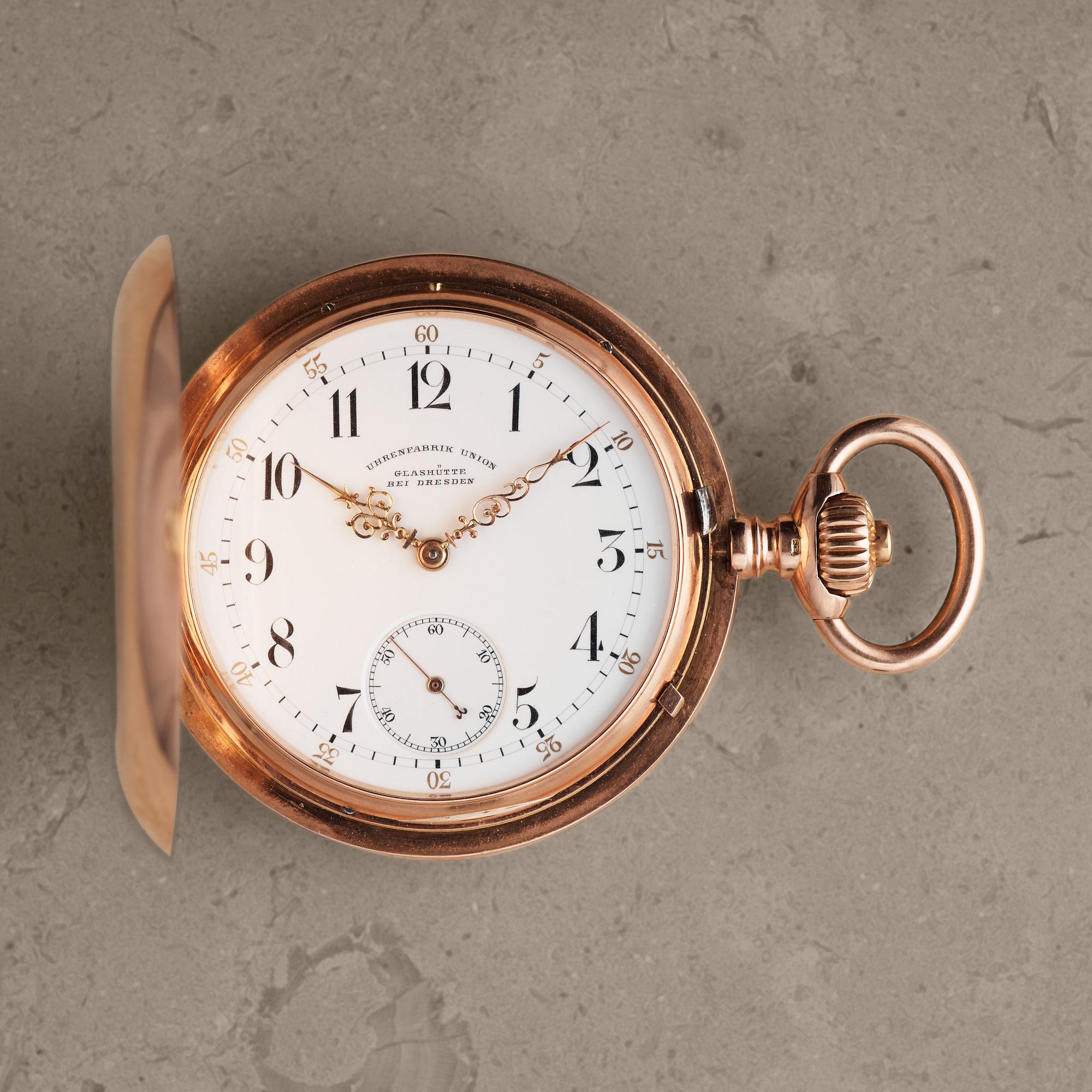 UHRENFABRIK UNION, Glashütte bei Dresden, pocket watch, 56 mm, hunting case,