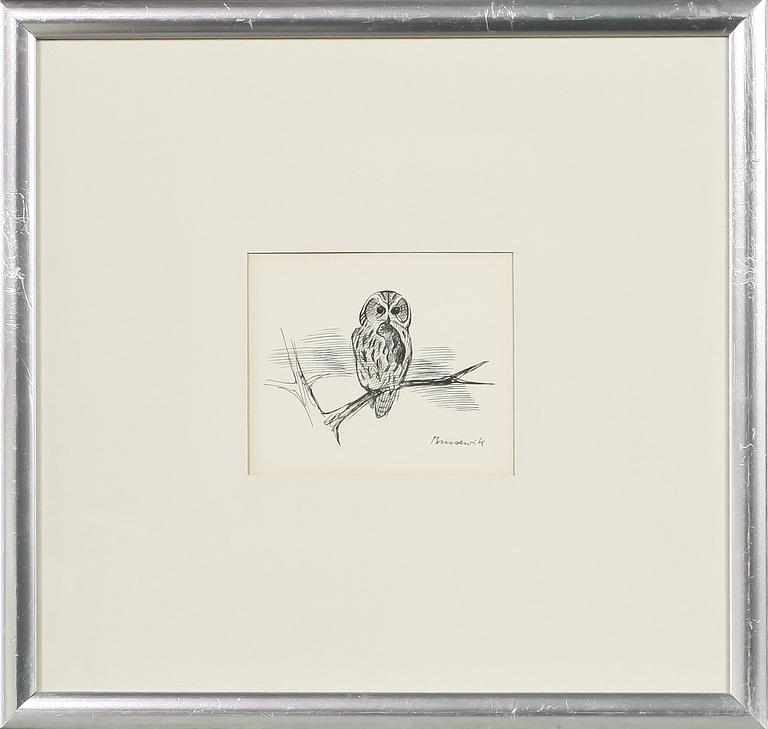 GUNNAR BRUSEWITZ, 2 st, tuschteckningar, signerade.