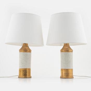 A pair of earthenware table lamps by Bitossi for Bergboms, 1970's.