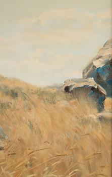 Donald Grant, Cheetah beside a cliff.