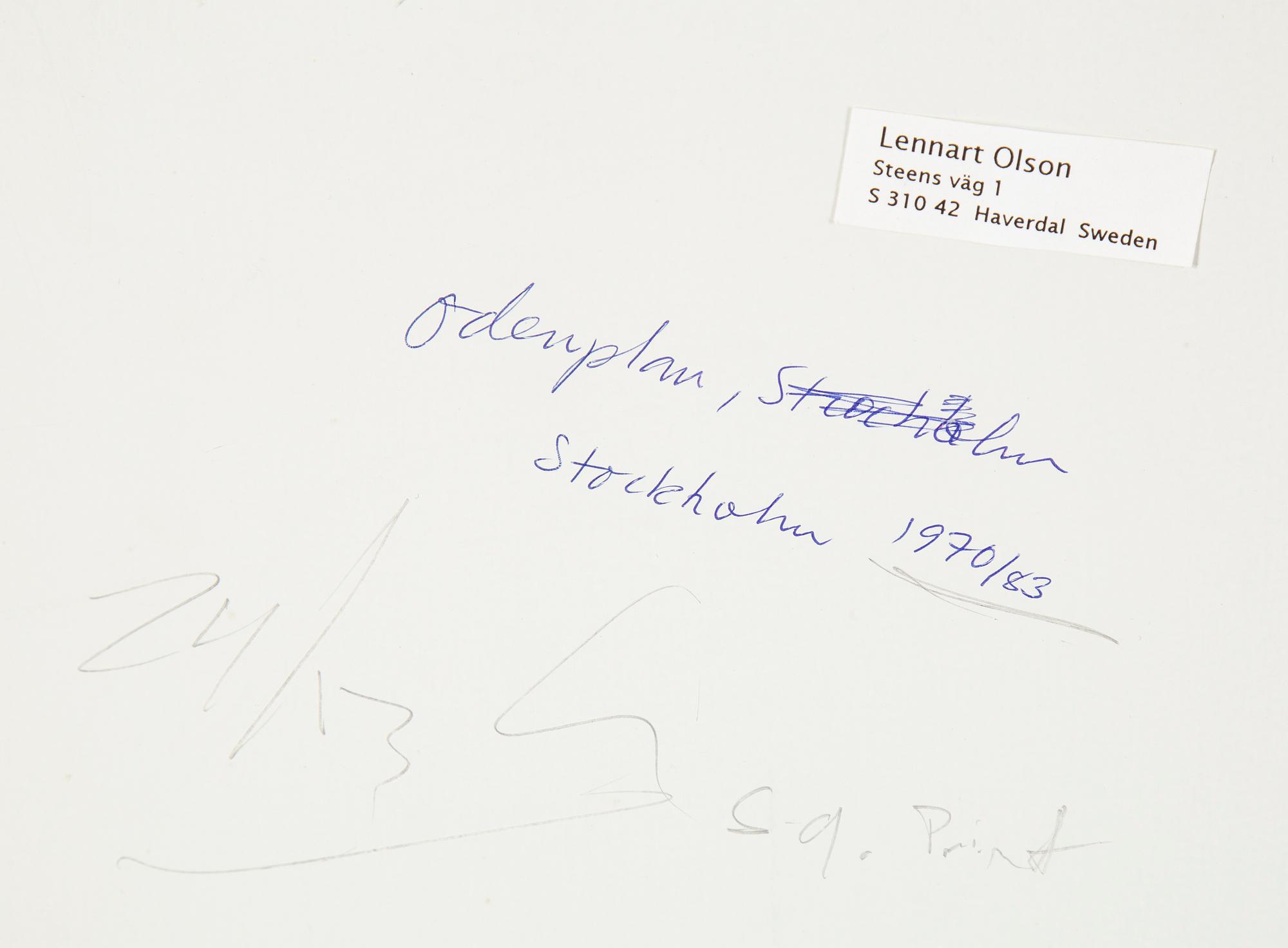 LENNART OLSON, silver gelatin print mounted on paper cardboard.