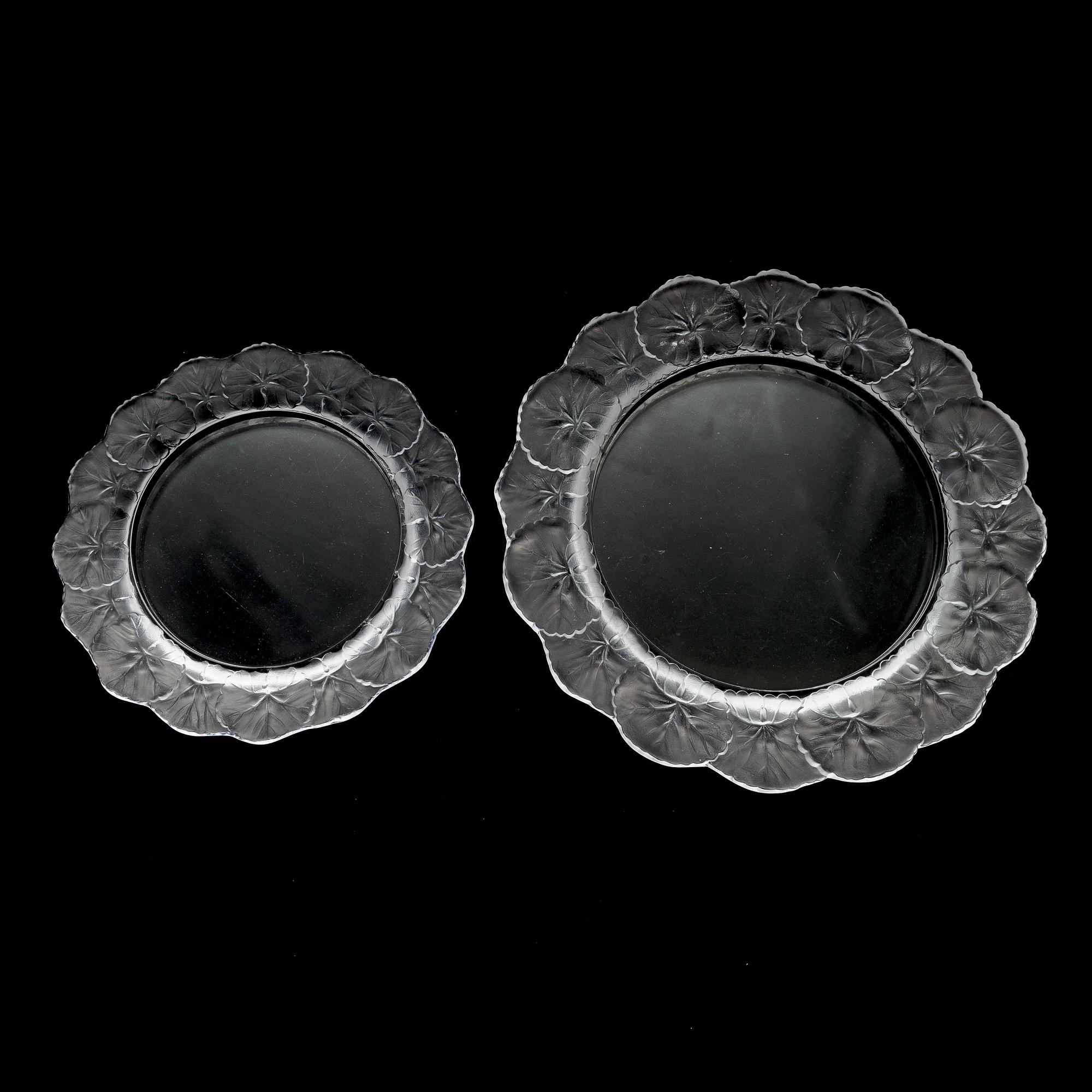 Tallrikar, 20 st, "Honfleur", Lalique, Frankrike 1900-talets senare hälft.