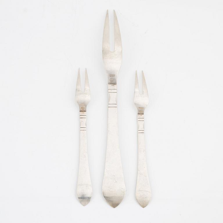 Georg Jensen, serveringsgafflar, 3 st, silver, modell 'Antik' / 'Continental'.