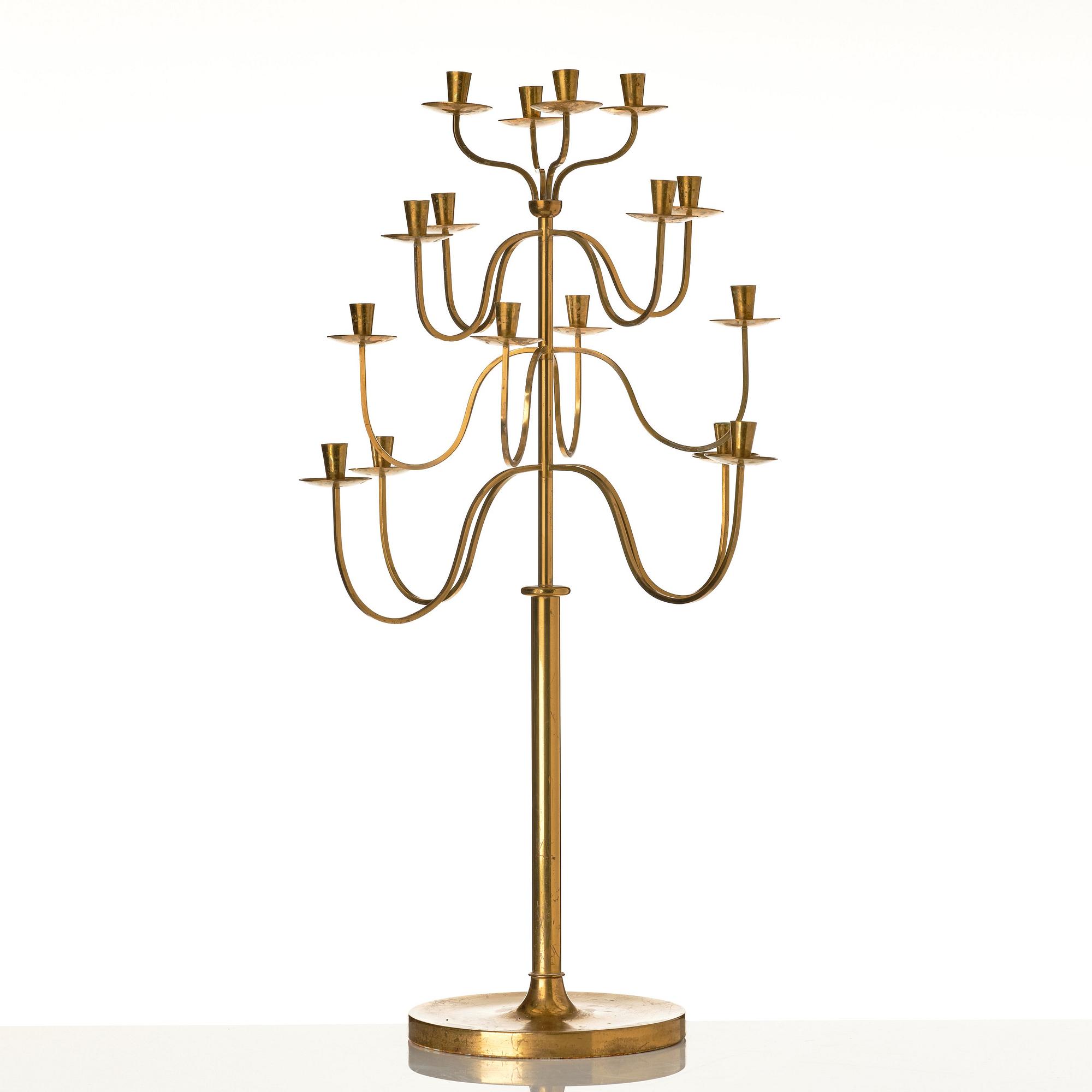 Josef Frank, a brass candelabrum for 16 lights by Svenskt Tenn, Sweden 1940-1950s.