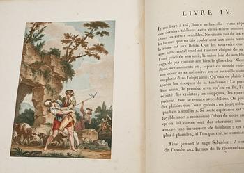 BOK, "Galatée, roman pastoral; imité de Cervantes", M de Florian, med 4 färggravyrer av M. Monsiau, Paris 1793.