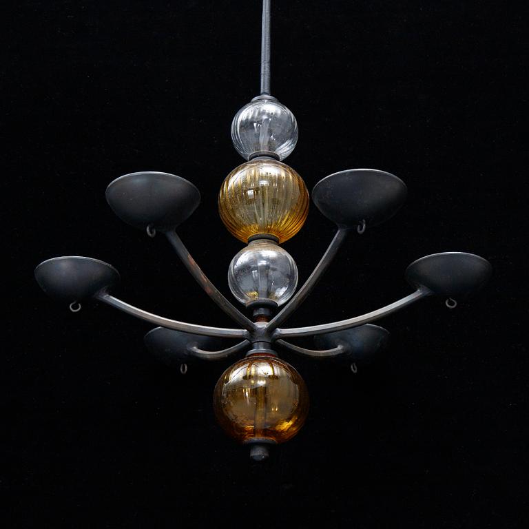 Carl Kihlberg, a Boda Smide glass and iron chandelier.