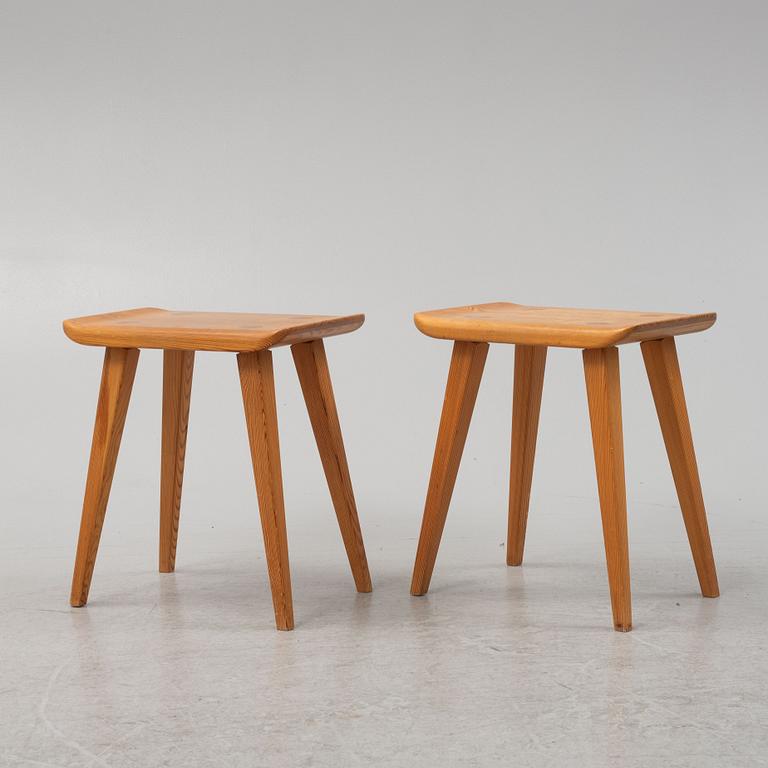 Carl Malmsten, stools, a pair, "Visingsö", second half of the 20th century.