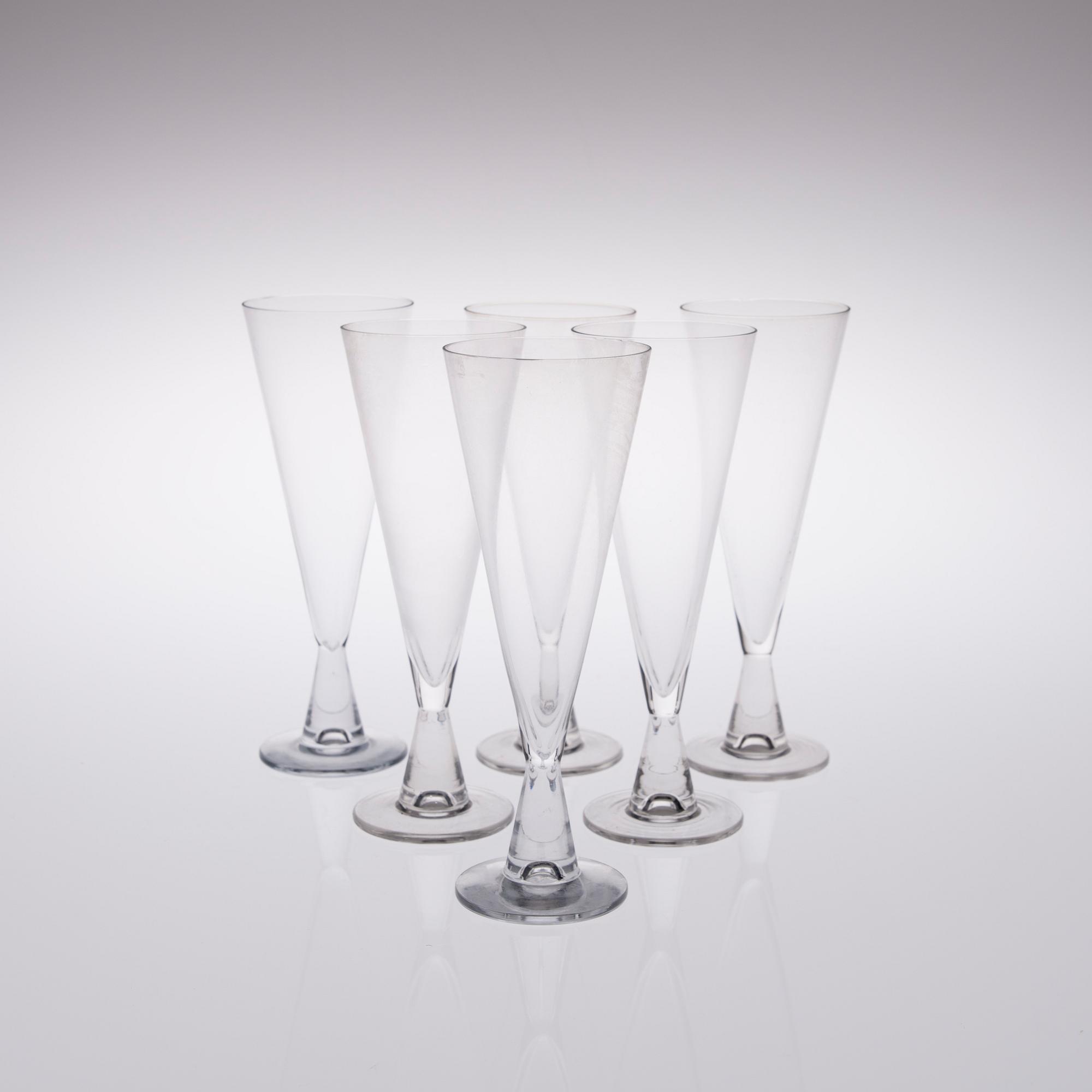 TAPIO WIRKKALA, CHAMPAGNEGLAS, 6 st, "Tiima", 1958-73.