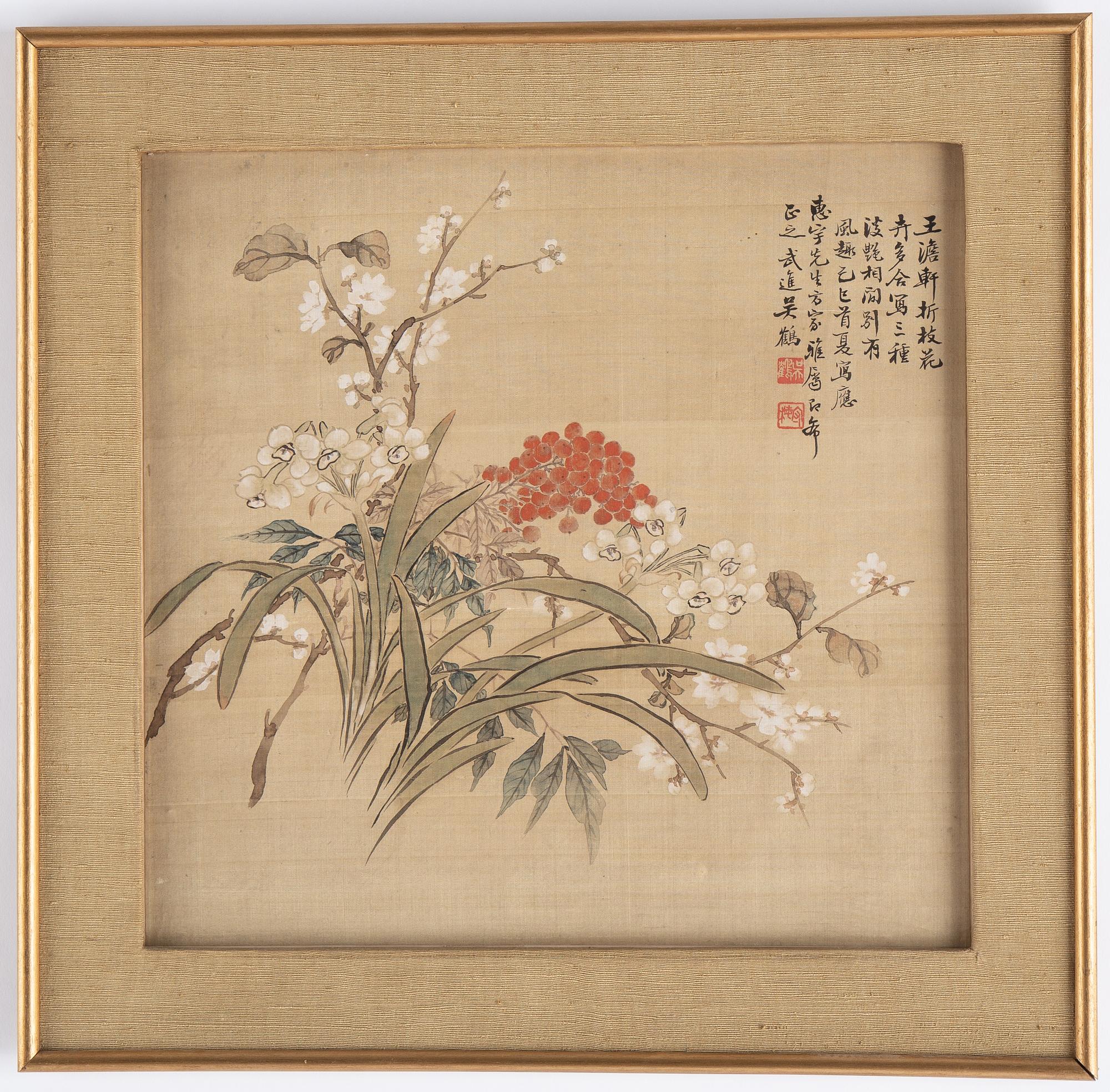 Two Chinese paintings, ink and colour on silk, 20th century.