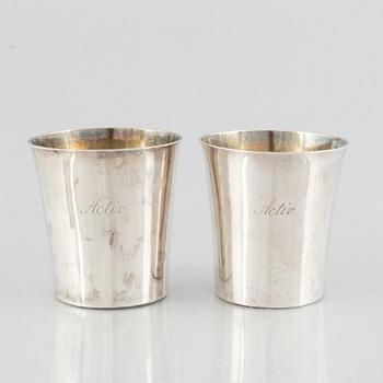 A set of four silver beakers, including Anders Rothman the Younger, Örebro, 1852-54.