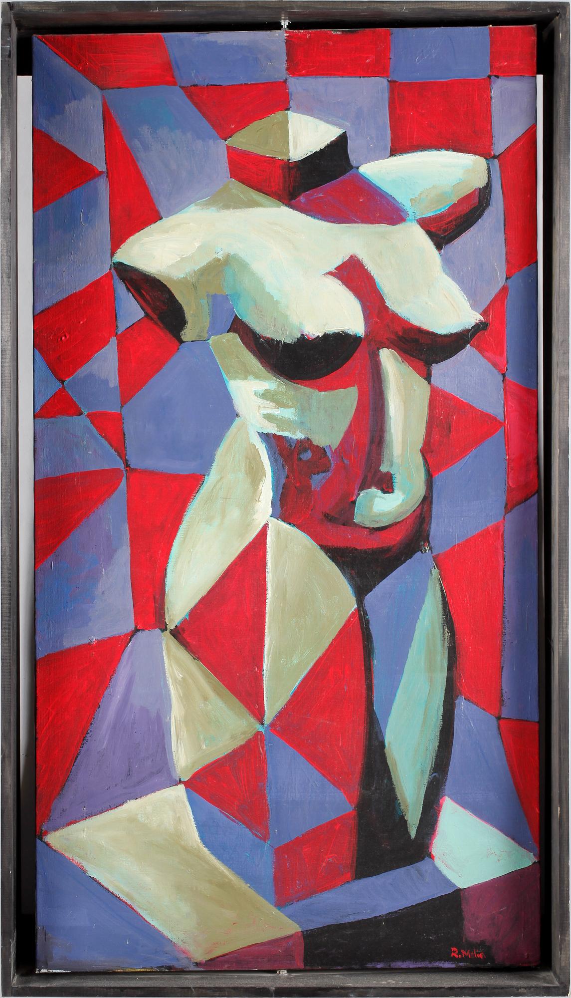 ROBERT MELIN, triptyk, olja på duk. Sign.