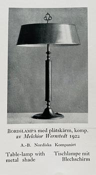 Melchior Wernstedt, a pair of table lamps, model "25760", Nordiska Kompaniet, 1920s.