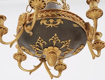 A Swedish Empire 19th century six-light hanging lamp.