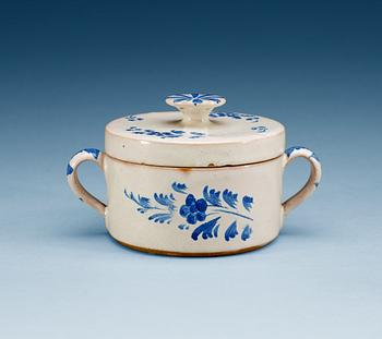 739. A  faience butter tureen with cover, 18th century. Presumably Marieberg.