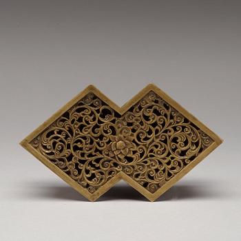 RÖKELSEKAR med LOCK, patinerad brons. Qingdynastin, 1800-tal.