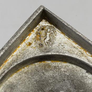 A pair  biedermeier pewter candlesticks, 19th century.