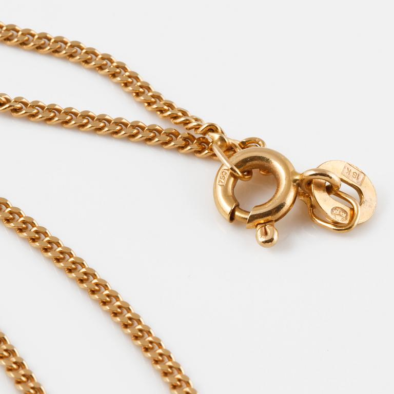 HÄNGE, 18K guld med liten åttkantslipad diamant, importstämplat.  Vikt 4,2 gram.