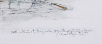 MADS STAGE, akvareller, 2 st, 1900-talets andra hälft.