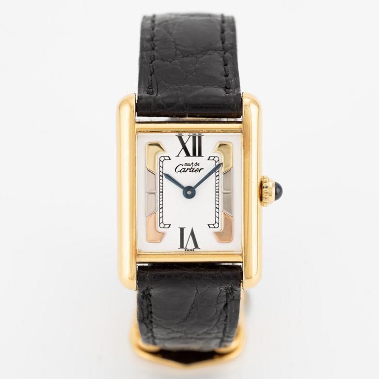 must de Cartier, Tank, "Trinity Dial", wristwatch, 20.5 x 20 (28) mm.