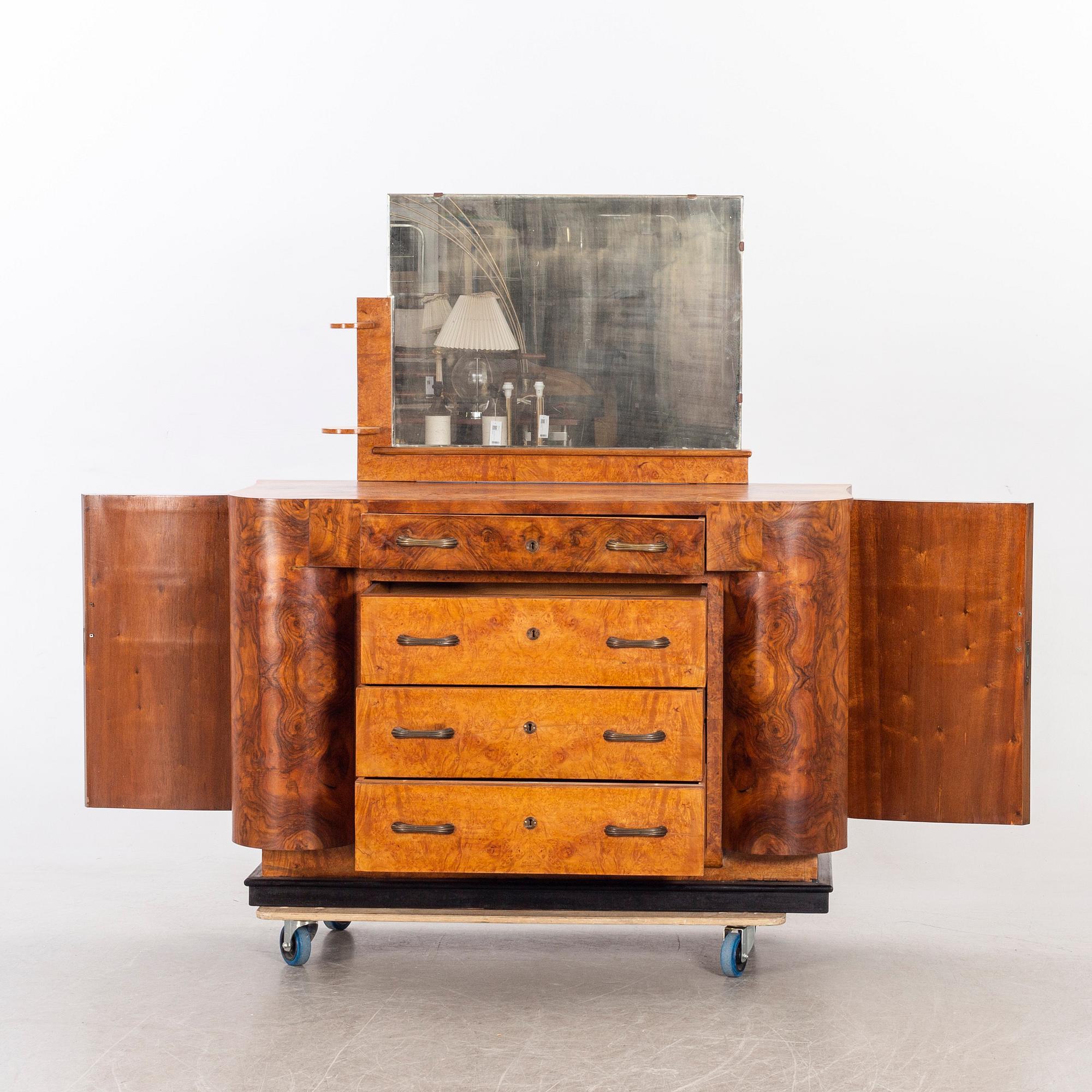Spegelbyrå, art deco-stil, 1900-talets mitt.