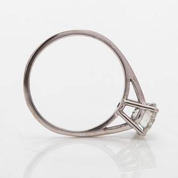 Sormus, briljanttihiottu timantti, 14K valkokulta.