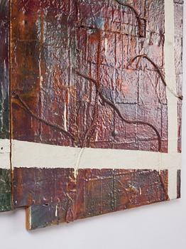 Stephen Buckley, mixed media, polyptych, signed and dated 1973 on verso.