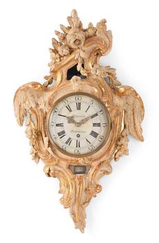 575. A Swedish Rococo 18th century wall clock by I. Ekström.