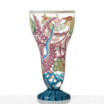 A glass goblet attributed to Vally Wieselthier, enamel painted by Johann Oertel & Co /Haida for Wiener Werkstätte, .