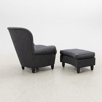 Carl Malmsten, armchair with footstool, "The Giant Toad", O. H. Sjögren, Tranås, 2015.