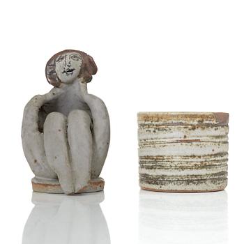 Lisa Larson, stengods,  burk med lock, stengods, unik, Gustavsberg studio,