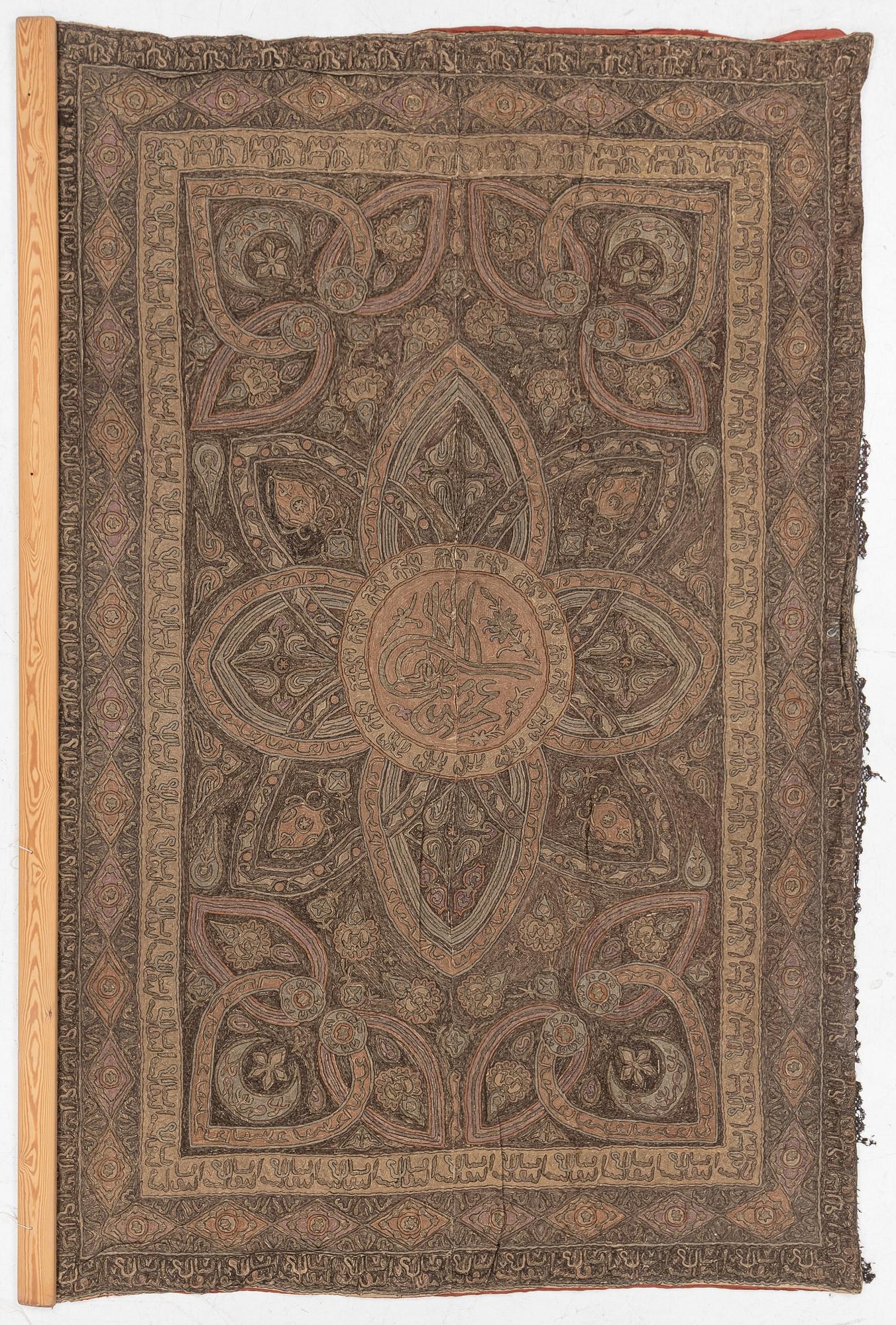 Vävd tapet, silverbroderi, Osmanska riket, 1800-talets först hälft, Ca 260 x 153 cm.