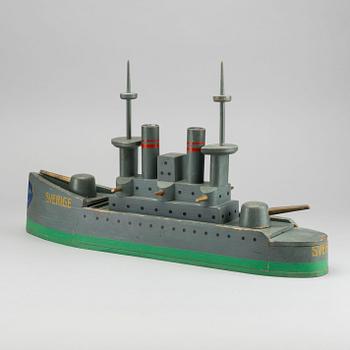 LEKSAKSBÅT, trä, Pansarbåten "Sverige", GEMLA för NK  1930-tal.