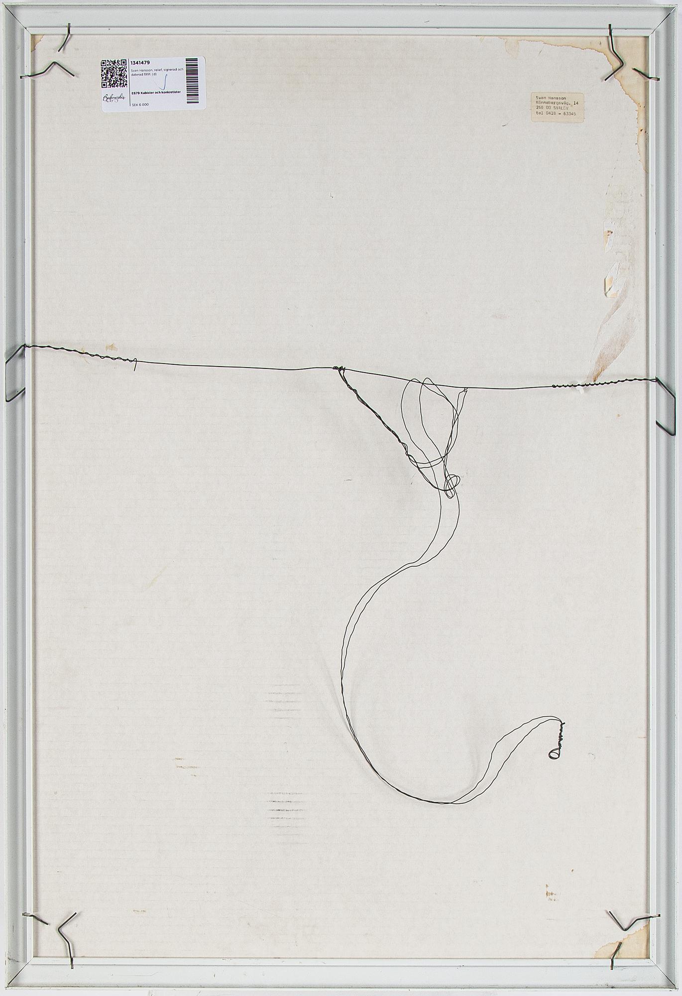 Sven Hansson, relief, signerad och daterad 1991.