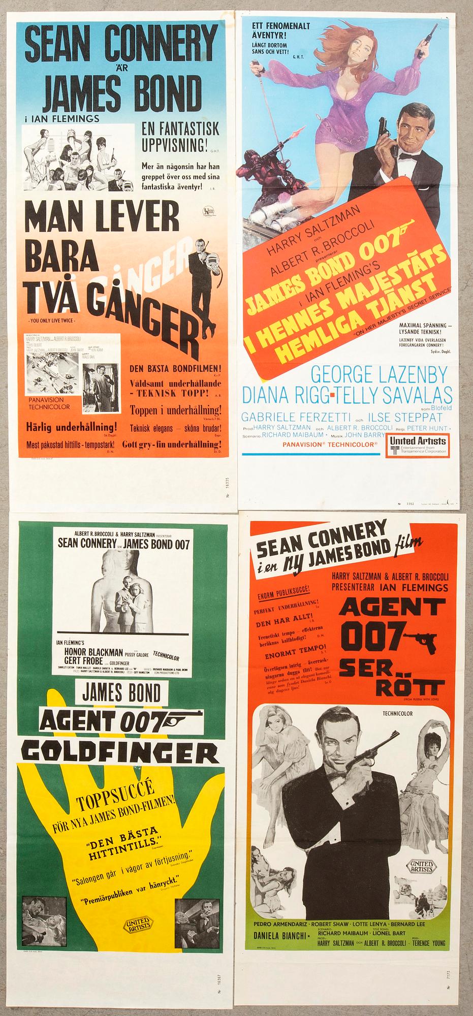 Film posters 4 pcs James Bond.