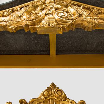 Mirror with console table, Baroque style, late 20th century.