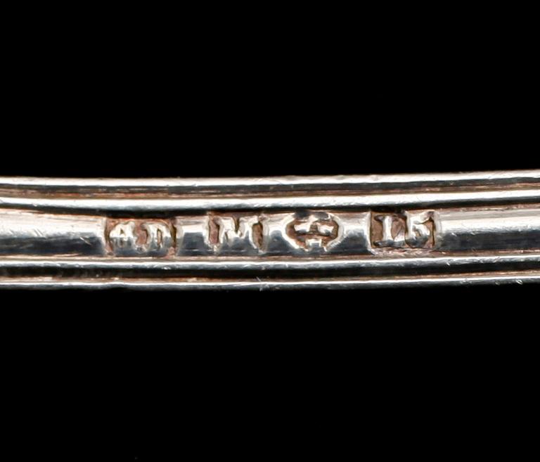 TESKEDAR, 6 st, silver, sv stämpl 1865. Vikt ca 177 g.
