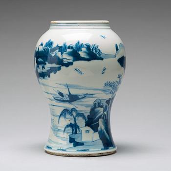 A blue and white vase, Qing dynasty, Kangxi (1662-1722).