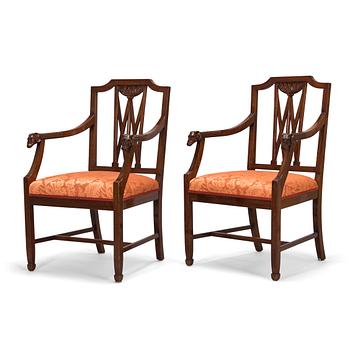 A pair of mahogany armchairs, England, second half of the 19th century.