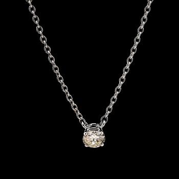 425. A PENDANT, brilliant cut diamond c. 0.40 ct. c. W/si 14K white gold. Length 41 cm.