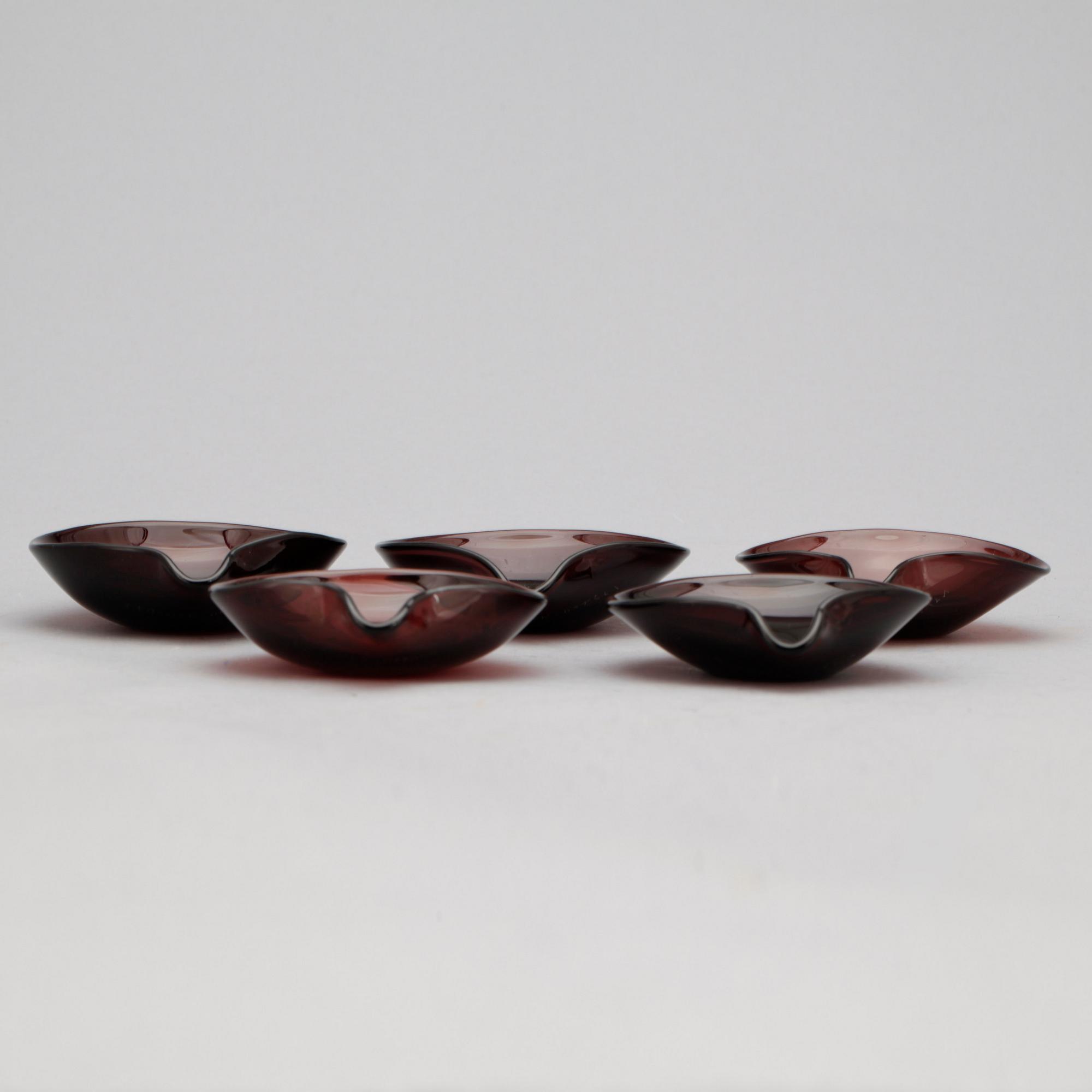 SKÅLAR, 5 st, Kaj Franck, Iittala, signerade.