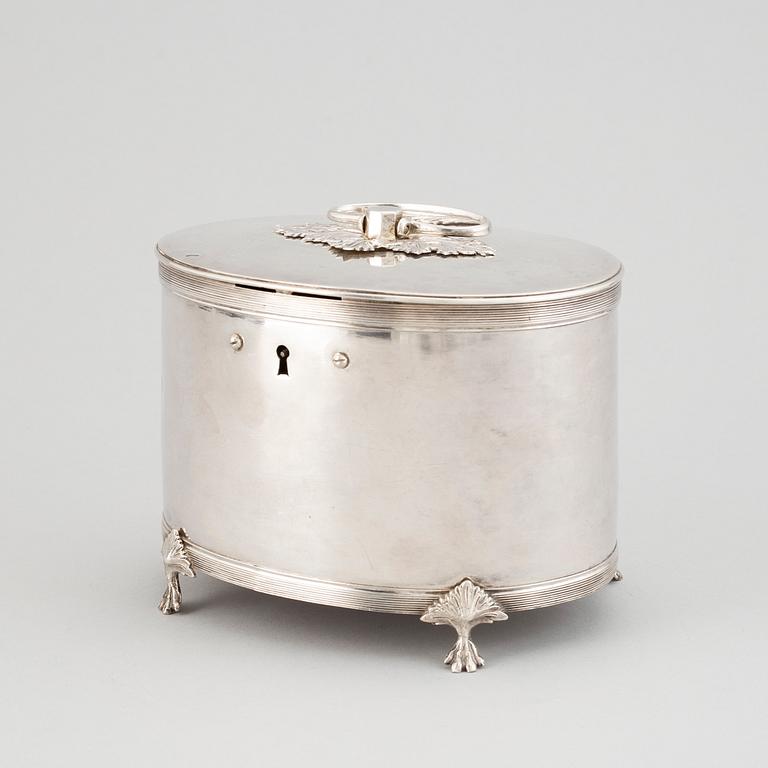 A swedish empire silver sugar box, mark of Sven Floberg, Stockholm 1812.