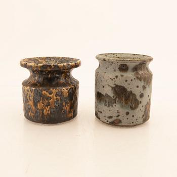 Claes Thell and Rolf Palm vases/jars 2 signed stoneware.