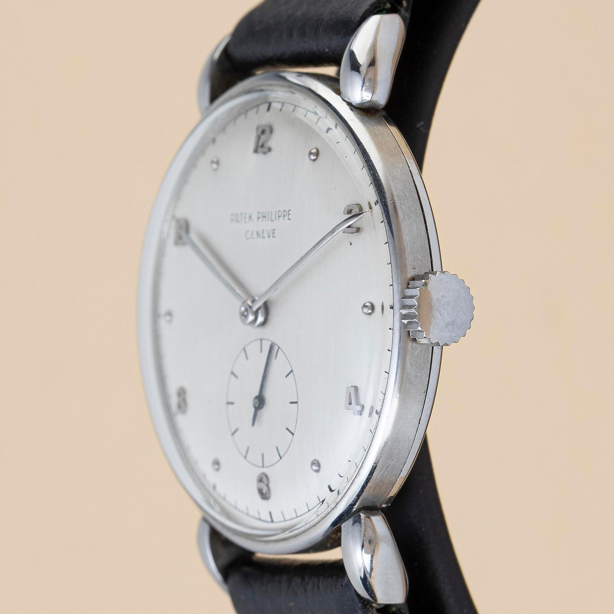 Patek Philippe, "Teardrop Lugs", "Steel Case", ca 1946.